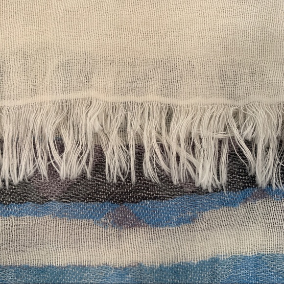 Silpada Blue White Stripe Avery Scarf Fringe - Picture 7 of 8